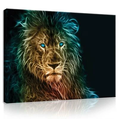 Leinwand Bilder Abstrakt Löwe Tiere XXL Wandbilder Modern Canvas Wohnzimmer 21 - Bild 1 von 4