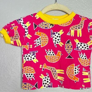Vintage 90s Colorful Animal Print Kids Shirt 18 months - Picture 1 of 4
