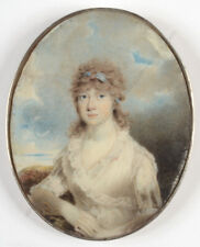 Charles Bestland (1763-ca.1837) "Lady with blue ribbon in hair", fine miniature