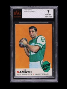 1969 Topps Joe Namath #100 Football Card BVG 7 NM New York Jets - Foto 1 di 2
