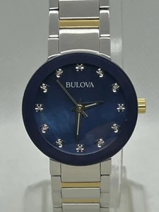 Bulova Futuro Women's Quartz Blue Dial Two-Tone Bracelet Watch 98P157, 26 mm - Picture 1 of 9