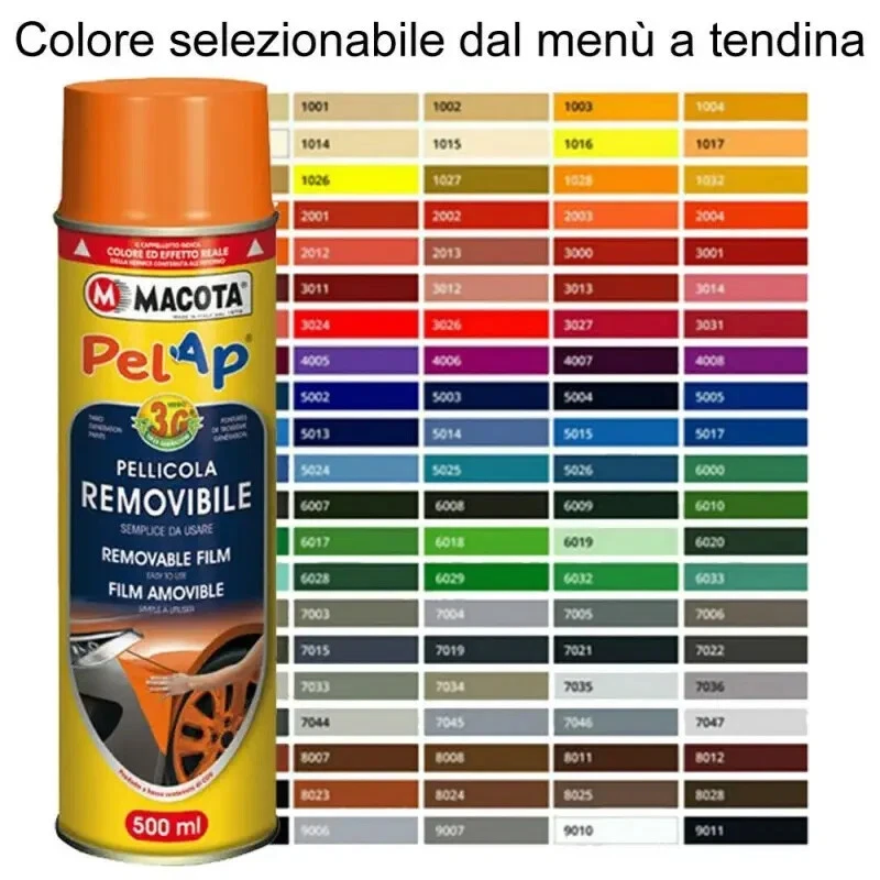 Vernice spray vari colori PelAp pellicola rimovibile MACOTA