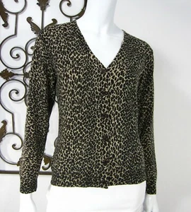 Classiques Entier Long Sleeve Cardigan Sweater PM Petite Medium Animal print - Picture 1 of 6