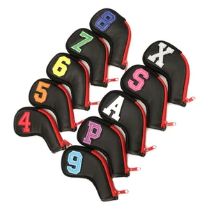 10x One Side Big Number PU Leather Golf Zipper Iron Headcovers Iron Cover RH - Picture 1 of 4
