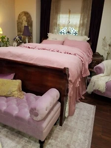 French LINEN Bed SET: CUSTOM European Made DUVET, SHEETS, PILLOWCASES, BED SKIRT - Picture 1 of 2