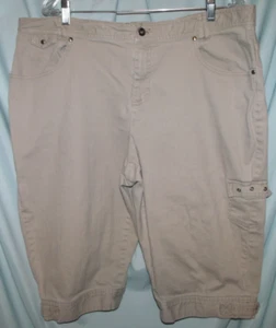 CJ Banks Stretch Denim Khaki High Rise 16" Inseam Bermuda Shorts Women's 20W - Picture 1 of 6