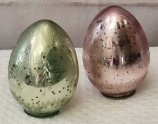 Victorian Trading Pink & Green Mercury Glass Egg Table Decoration 21A