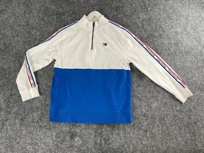 Tommy Hilfiger Suéter Niños 16 18 Sudadera Pullover Logo Cuarto Cremallera Bloque N43 Foto 1 de 4