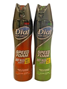 2x Dial para Hombres ESPUMA DE VELOCIDAD Jabón Corporal - Ultra Limpio y Activo Deporte 6.8oz - Imagen 1 de 8
