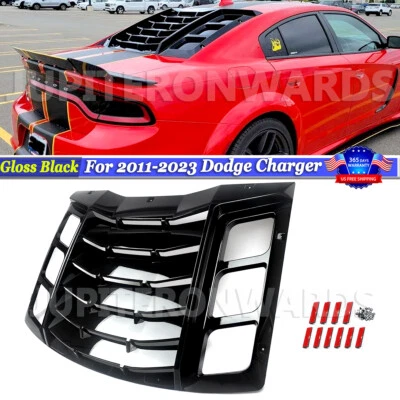 For 2011-2022 Dodge Charger Rear Window Louver Windshield Cover Gloss Black 3PCS - Image 1 of 4
