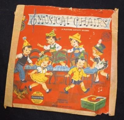 Vintage 1953 Childrens Cricket Recordb78 Rpm Musical Chairs  Bonus Play/170b Foto 1 de 4
