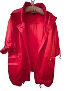 ST. JOHN Satin Orange Zip Up Short Sleeve Jacket XL NWOT - Picture 1 of 14