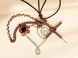 crescent moon star cross and heart charm necklace. Adjustable unisex copper - Picture 1 of 10