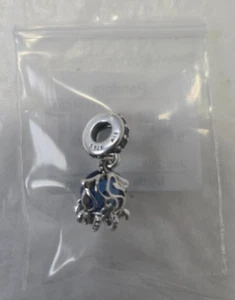 Pandora Murano Glass Cute Blue Octopus Dangle Charm Sterling Silver #791694C01 - Picture 1 of 6