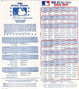 Major League Baseball 1986 All Star Game Ballot Unpunched Vintage Roger Clemens - Picture 1 of 1