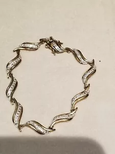 Bracciale maglia illusione diamanti fantasia lavaggio oro argento sterling - Foto 1 di 3