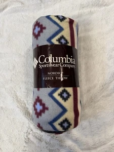RARE NOS Y2K Columbia Aztec Print Nordic Fleece Throw Blanket 50 X 60 in NEW - Picture 1 of 6