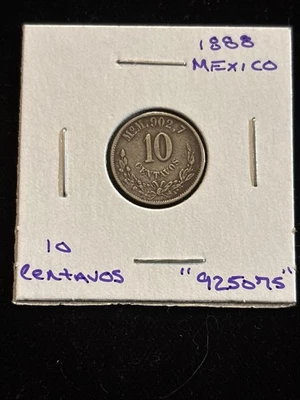 1888 México 10 Centavos Plata “925075” Circulado Mexicano 10C Segunda República Foto 1 de 4