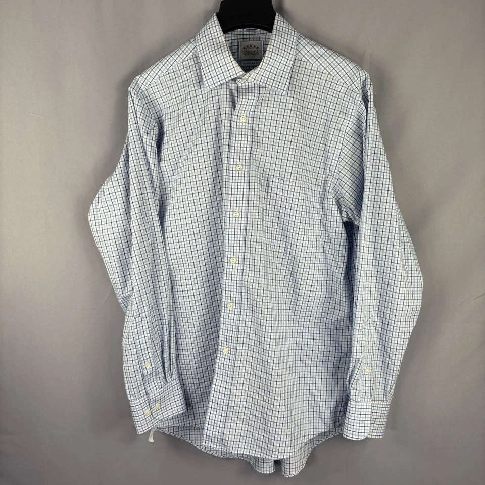 Camisa de vestir Eagle para hombre 16,5 34/35 ajuste regular manga larga azul blanco cuadros Foto 1 de 3