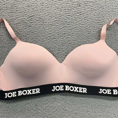 Joe Boxer Bra 34DD T-Shirt Bra 56009 Wireless T-Shirt Spellout Rosa Suave Foto 1 de 4