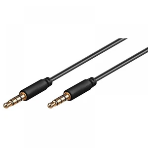 Audiokabel Slim 3,5mm Klinkenkabel 4 polig schwarz - Länge: 1,00 m - Afbeelding 1 van 1