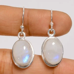 Rainbow Moonstone Gemstone Fashion Jewelry 925 Silver Earrings 1.4" ARE-5978 - Picture 1 of 3