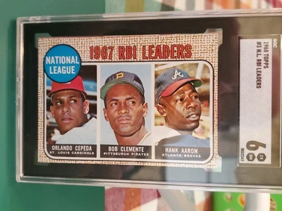 Topps 1967 RBI Leaders Roberto Clemente Hank Aaron Cepeda SGC 6 HOF 👀✅ Foto 1 de 3