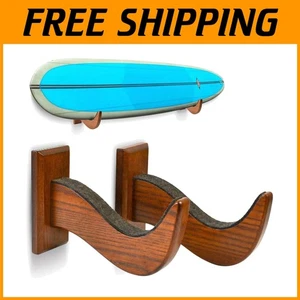 Elegant Surfboard Wall Mount Rack – Solid Wood with Protective Felt Padding - Picture 1 of 8
