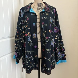 Quacker Factory Beaded & Embroidered Floral & Butterfly Jacket Sz 3x - NEW! - Picture 1 of 18
