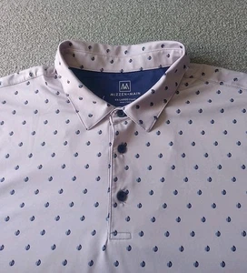 Mizzen Main Polo Shirt Men's 2XL Gray Goemetric Golf Stretch Performance EUC - Picture 1 of 9