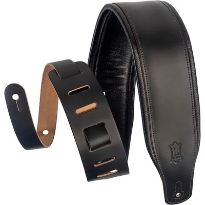 Levy's M26PD 3 inch Wide Top Grain Leather Guitar Straps Black - Image 1 of 3
