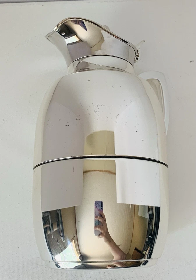 Jarra térmica al vacío Alfi frío caliente 1L Alemania jarra de vidrio cromado plateado Foto 1 de 4