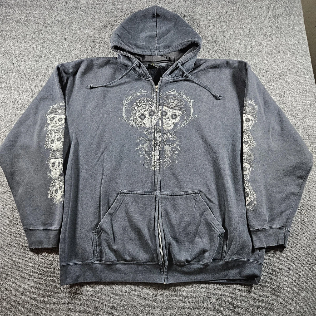 Hot Leathers Men's Sweet Demise Zip-Up Hoodie - Black, Heavyweight Biker Sweatshirt, Size Large - View #12