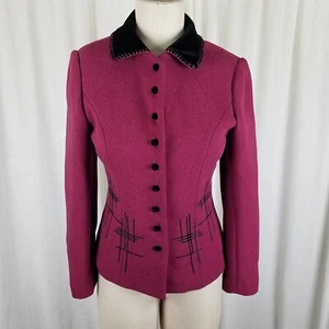 DZone Ladies Donna Collezioni Funky Artsy Jacket Blazer Womens 2 Velvet Collar - Picture 1 of 7