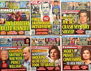 National Enquirer/Examiner & GLOBE Tab Magazine • LOT 6 AUSGABEN • ALLE KENNEDY! - Bild 1 von 1