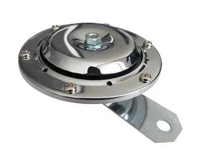 NUOVO CLACSON UNIVERSALE 12V MOTO CROMATO MOTO SCOOTER CICLOMOTORE FORTE 110db CORNO - Immagine 1 di 2