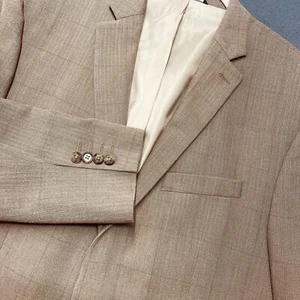 Ralph Ralph Lauren Bronceado Pata de Gallo 44L LARGO Seda Lana Blazer Chaqueta Abrigo Deportivo - Imagen 1 de 9