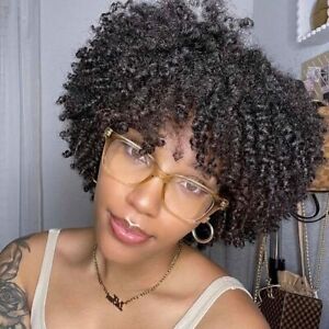 Black Kinky Afro Wig for Black Women Short Curly Afro Wigs with Bangs Party Wigs