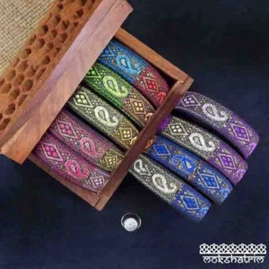 Indian Asian Paisley Diamond Multicoloured Ethnic Jacquard Ribbon MA1930 - Picture 1 of 21