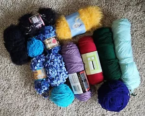 Yarn for Crochet knitting random mix of blues, yellow, purple, green, and black - Picture 1 of 2