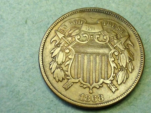 1868 TWO CENT PIECE VF - Picture 1 of 2
