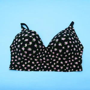 Victoria's Secret XXL Pullover schwarz Blumen gefüttert kabellos Push Up BH Dessous - Bild 1 von 9