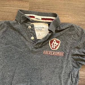 Mens Abercrombie & Fitch Muscle Polo Shirt Size L Vintage A&F Collar Gray Red - Picture 1 of 7