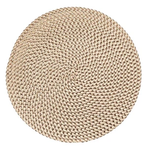4er Set Platzset Papierfaser 38 cm Beige Natur Tischset Platzmatte rund Deko - Bild 1 von 3