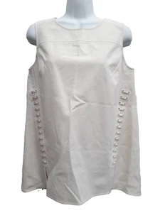 Lafayette 148 Women's Top Size 4 Light Beige Sleeveless Cotton silk blend $398 - Picture 1 of 12