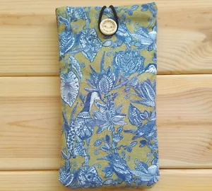 FOR ZTE AXON 9 PRO / A7 2019 HANDMADE PHONE CASE FABRIC AND SMALL POCKET BIRDS - Picture 1 of 6