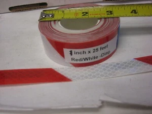 3m  BRZ983L SILVER- RED Reflective Diagonal Stripe  Conspicuity Tape 1" x 25'   - Picture 1 of 6