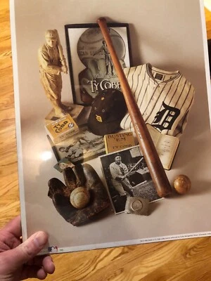 1993 MLB No 8 "THE GEORGIA PEACH - TY COBB" MEMORABILIA MONTAGE POSTER 14"x11" - Image 1 of 4