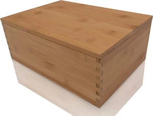 Wooden Storage Box W/Lid Large Wood Keepsake Boxes Gift Box Lids Store New - Picture 1 of 7
