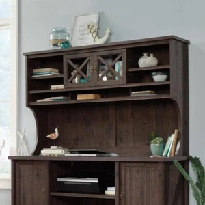 SAUDER Organizer Desk Hutch Engineered Wood 2 Adjustable Shelves Coffee Oak - Picture 1 of 9